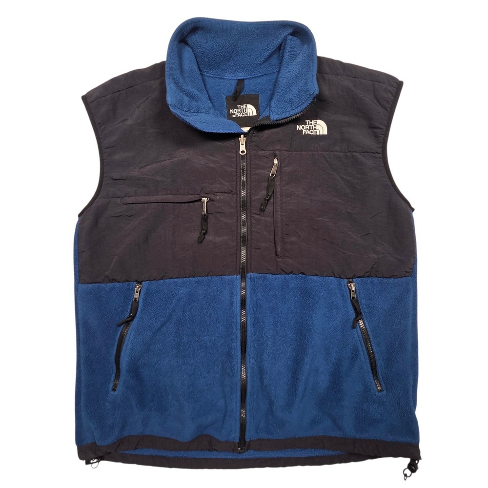 Vintage The North Face Polartec Fleece Vest Men L Blue Black Denali Full Zip Y2K